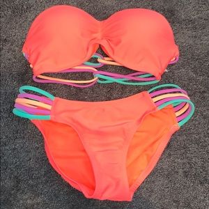 Strapless Coral Bikini